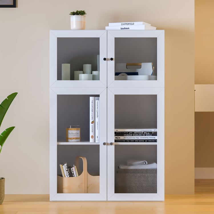 Helios Soho 4-Glass Door Book Cabinet - White