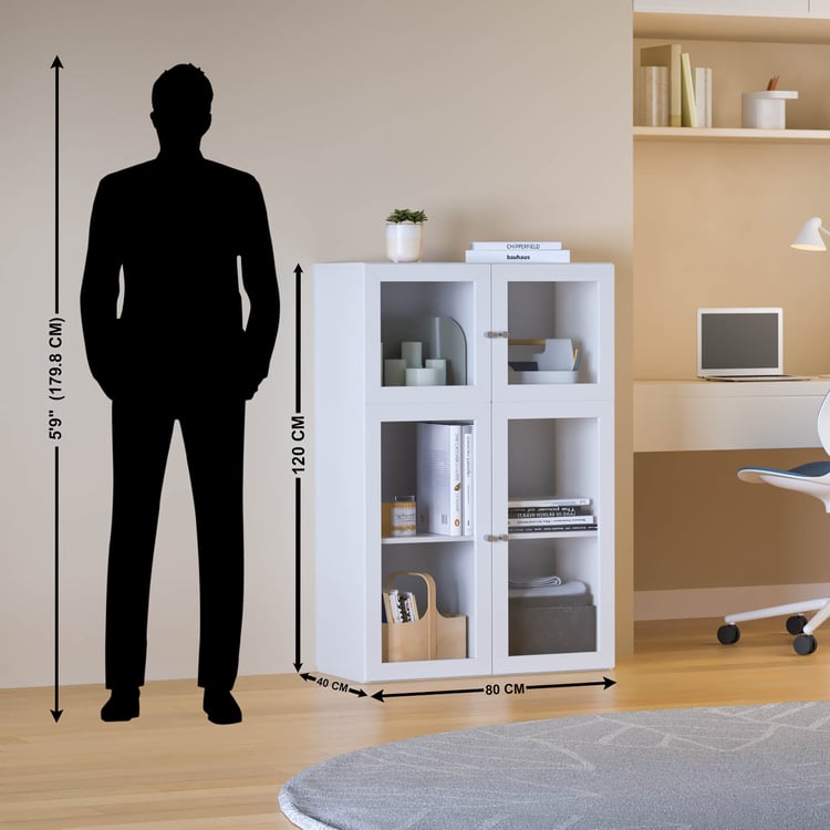 Helios Soho 4-Glass Door Book Cabinet - White