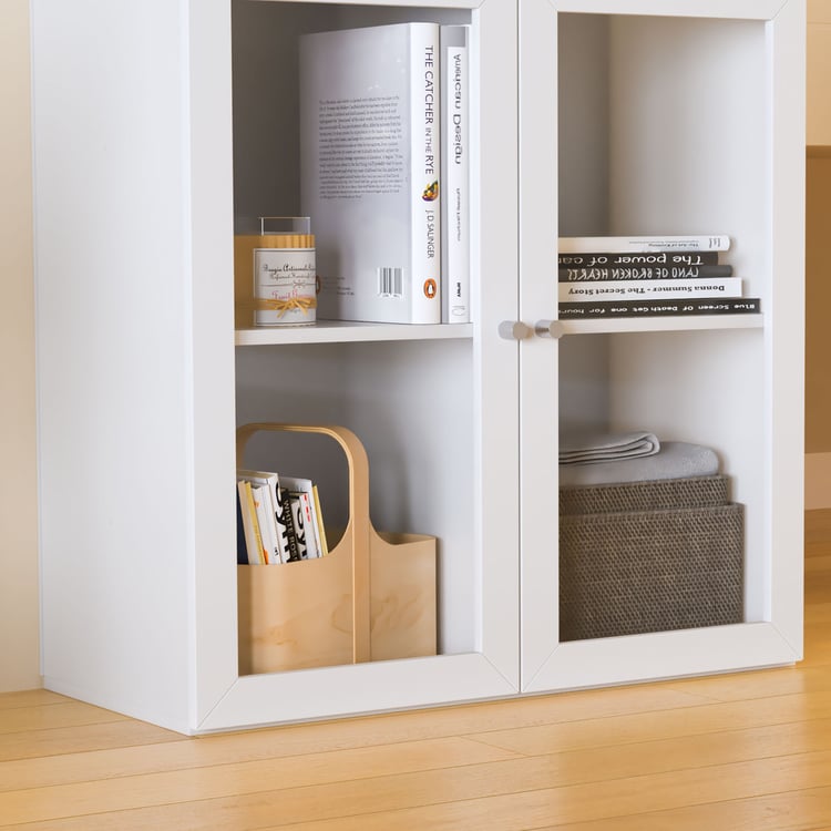 Helios Soho 4-Glass Door Book Cabinet - White