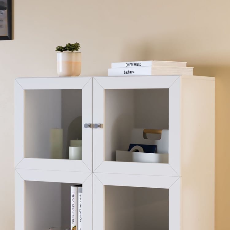 Helios Soho 4-Glass Door Book Cabinet - White