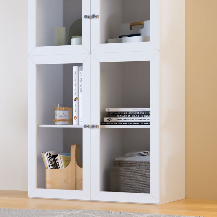 Helios Soho 4-Glass Door Book Cabinet - White