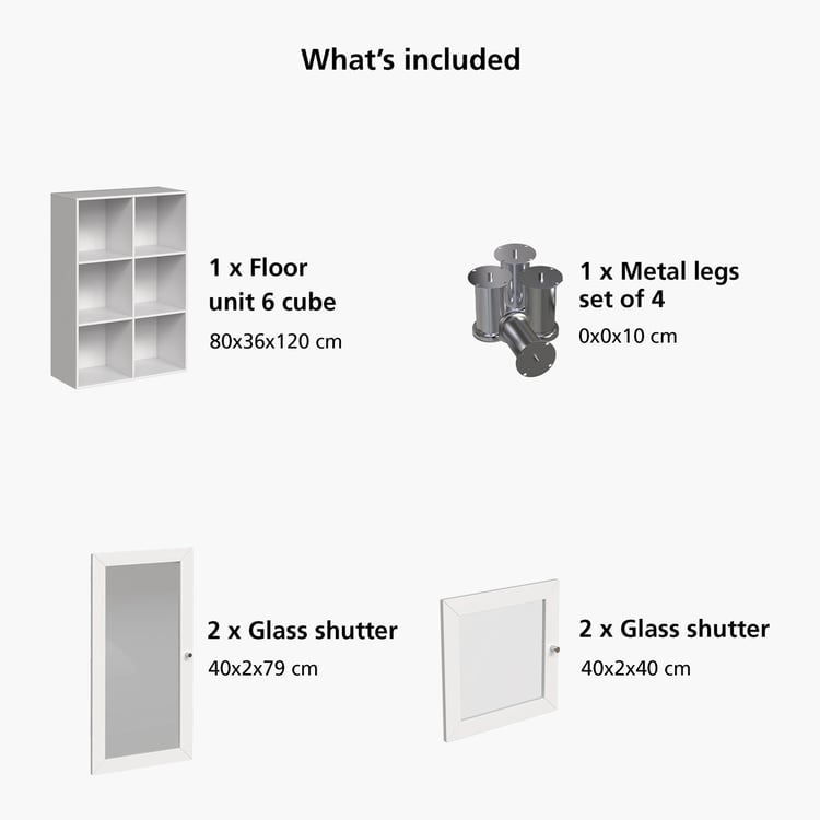 Helios Soho 4-Glass Door Book Cabinet with Legs - White