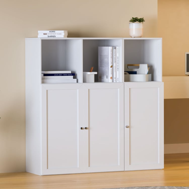 Helios Soho 3-Door Book Cabinet - White