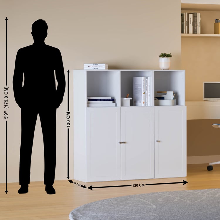Helios Soho 3-Door Book Cabinet - White