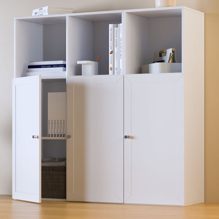Helios Soho 3-Door Book Cabinet - White