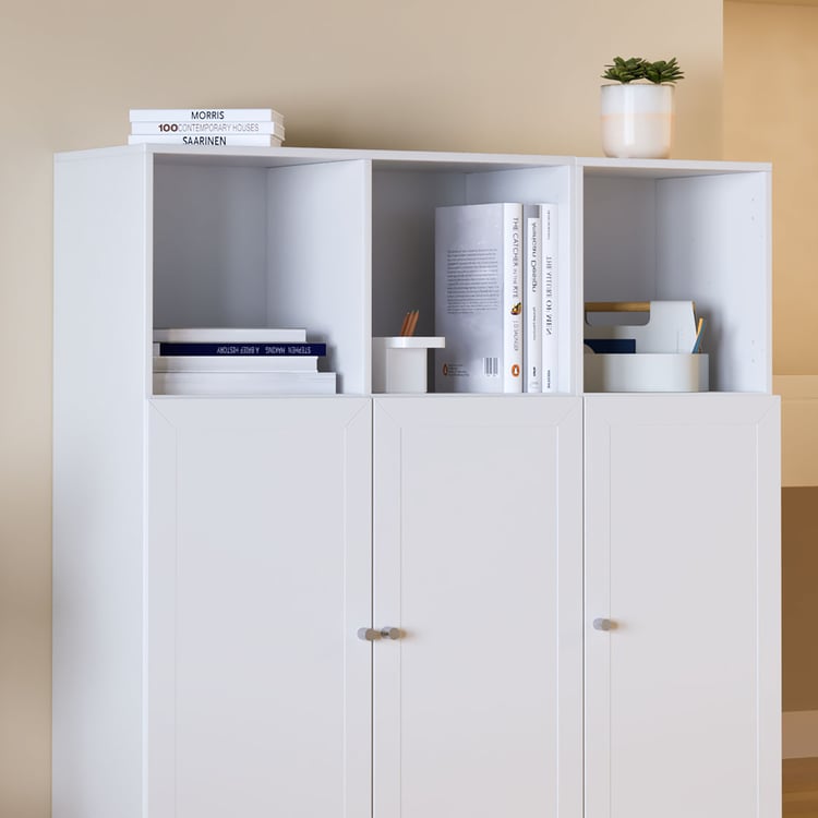 Helios Soho 3-Door Book Cabinet - White