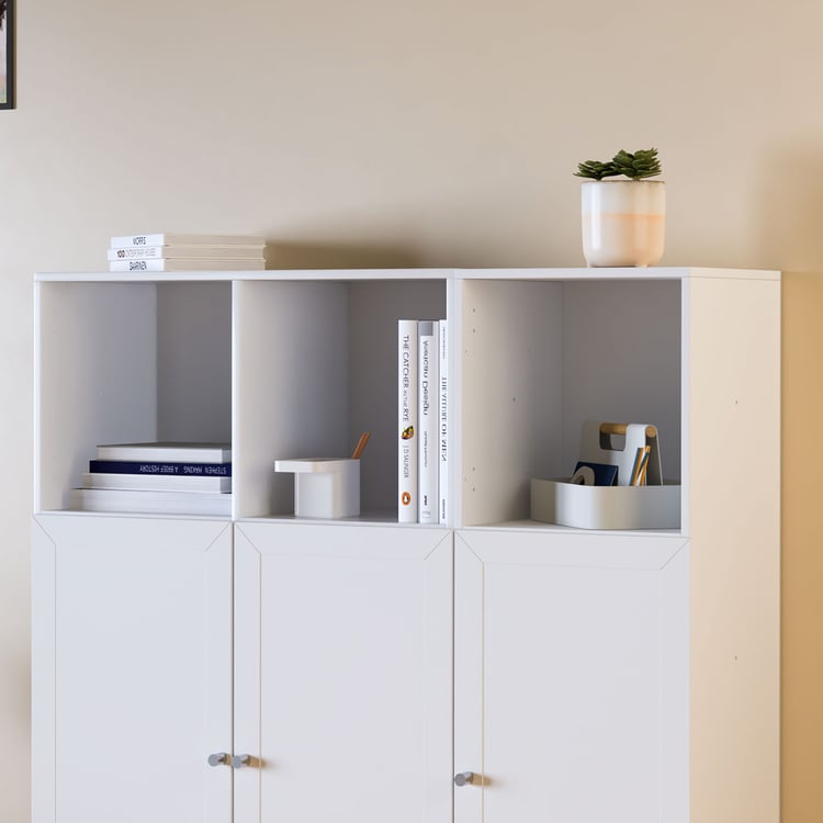 Helios Soho 3-Door Book Cabinet - White