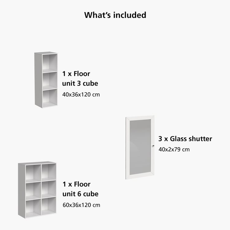 Helios Soho 3-Glass Door Book Cabinet - White