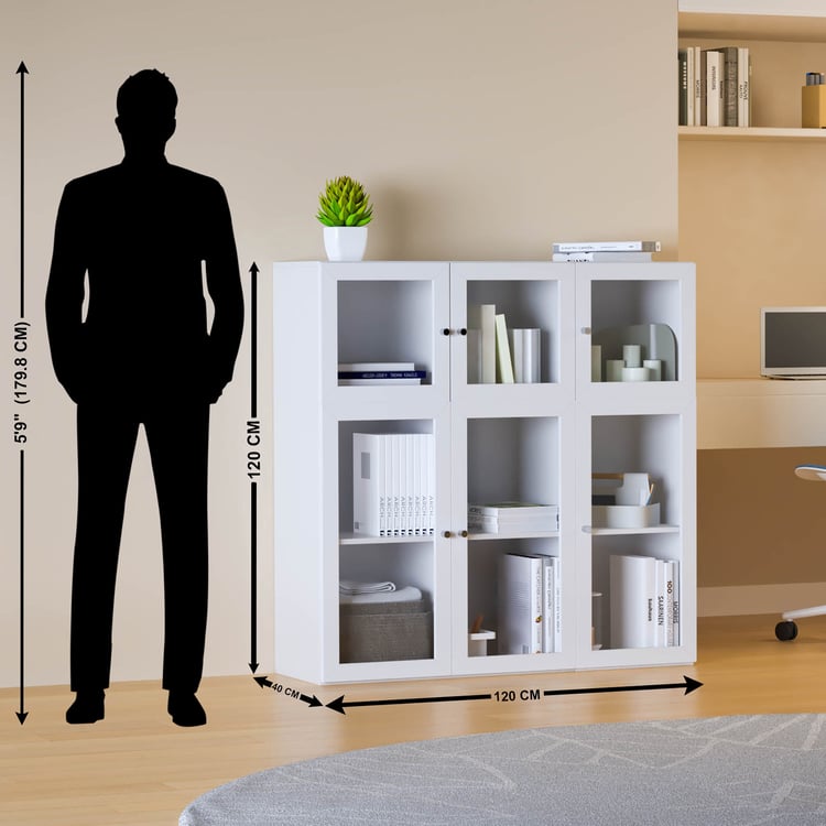 Helios Soho 6-Glass Door Book Cabinet - White
