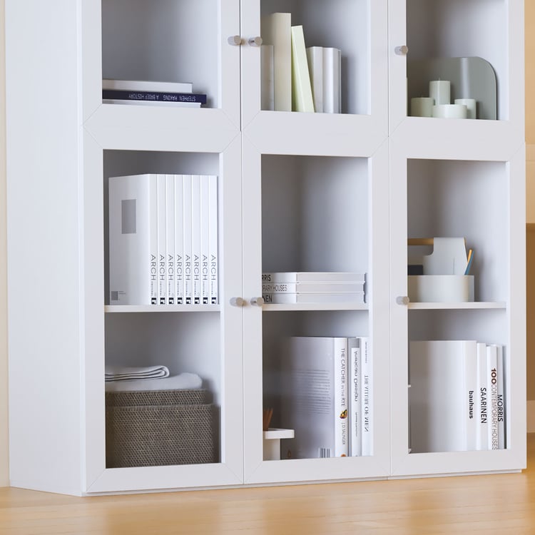 Helios Soho 6-Glass Door Book Cabinet - White