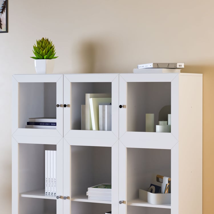 Helios Soho 6-Glass Door Book Cabinet - White