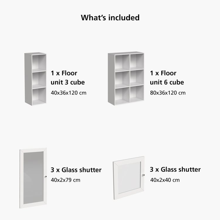Helios Soho 6-Glass Door Book Cabinet - White