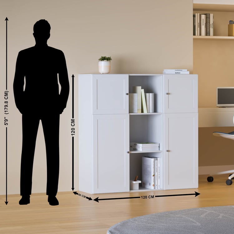 Helios Soho 4-Door Book Cabinet - White