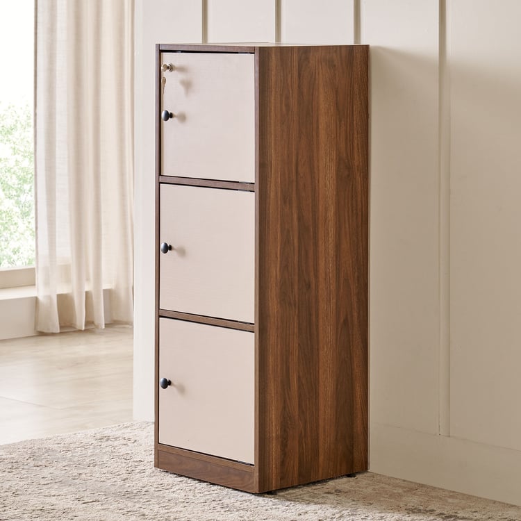 Addison 3-Tier Book Cabinet with Shutters - Brown