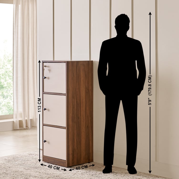 Addison 3-Tier Book Cabinet with Shutters - Brown