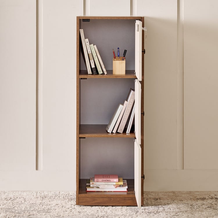 Addison 3-Tier Book Cabinet with Shutters - Brown