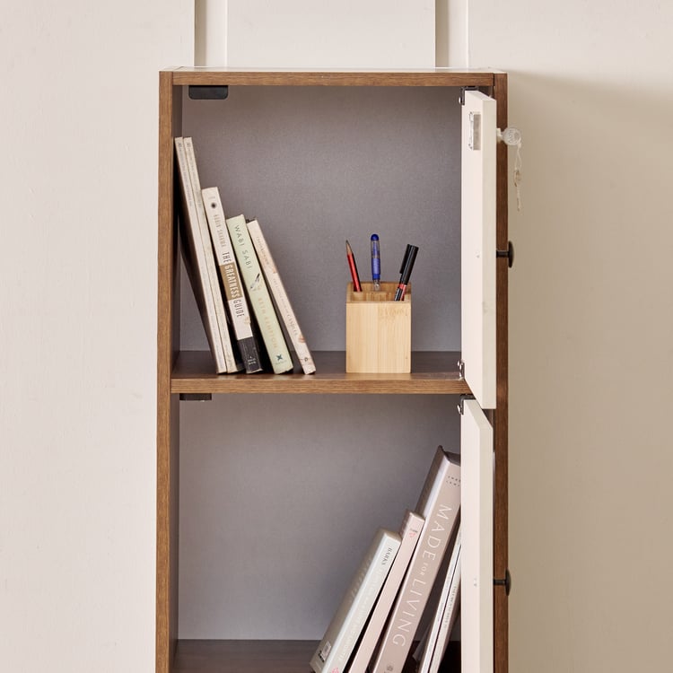 Addison 3-Tier Book Cabinet with Shutters - Brown