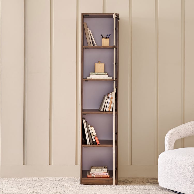 Addison 5-Tier Book Cabinet with Shutters - Beige