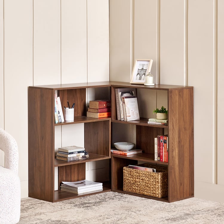 Addison 3-Tier Corner Open Book Shelf - Brown