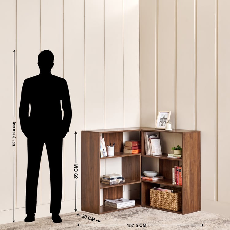 Addison 3-Tier Corner Open Book Shelf - Brown