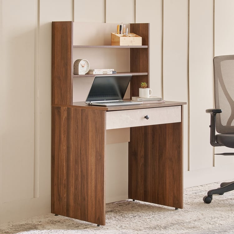 Addison Compact Study Desk with Hutch - Brown