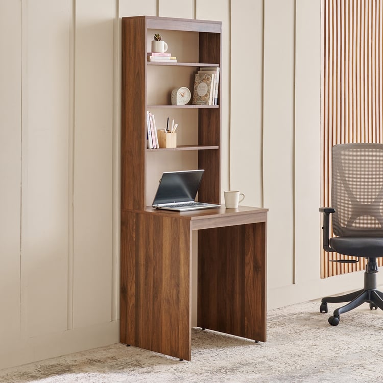 Addison Compact Study Desk with Hutch - Brown
