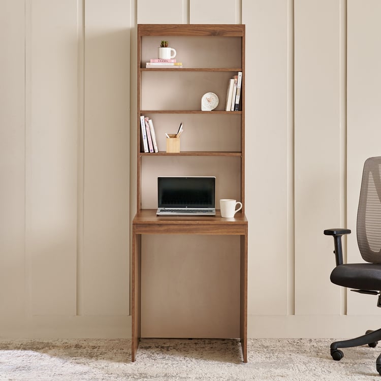 Addison Compact Study Desk with Hutch - Brown