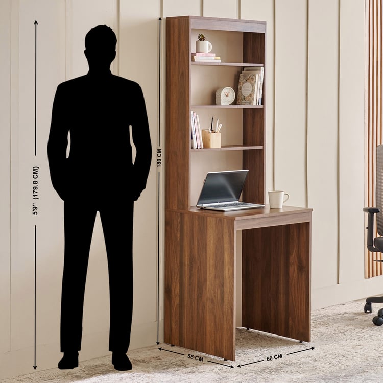 Addison Compact Study Desk with Hutch - Brown