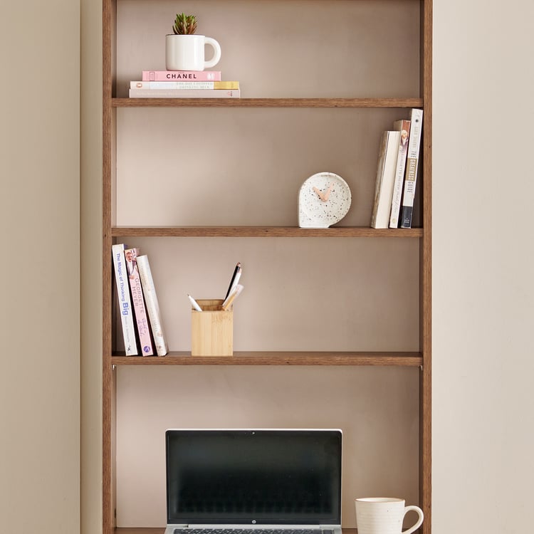 Addison Compact Study Desk with Hutch - Brown