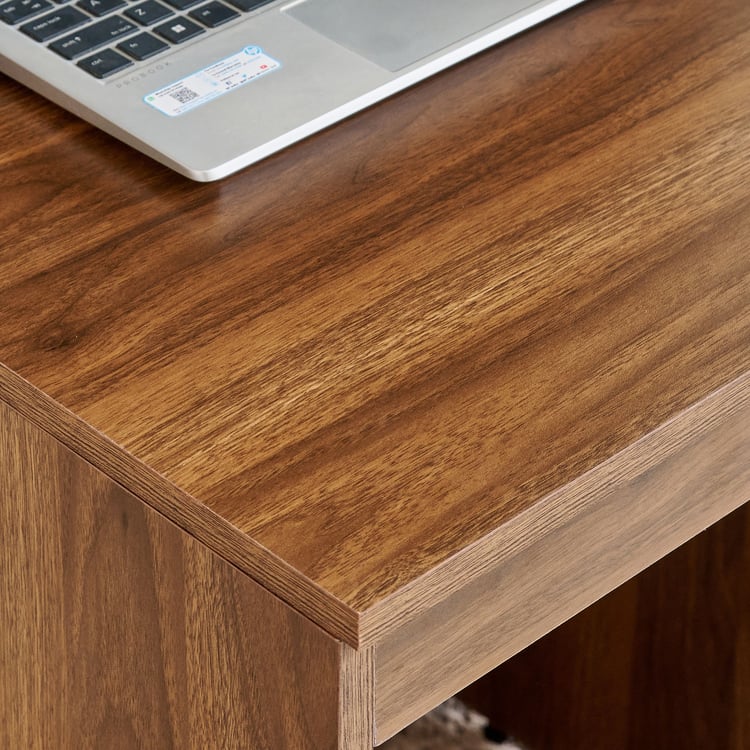 Addison Compact Study Desk with Hutch - Brown