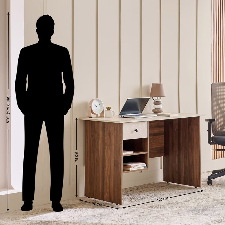 Addison Study Desk with Drawer - Brown