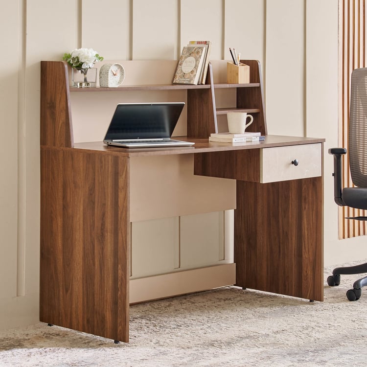 Addison Study Desk with Hutch - Brown