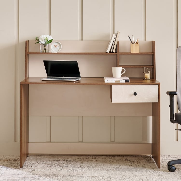 Addison Study Desk with Hutch - Brown