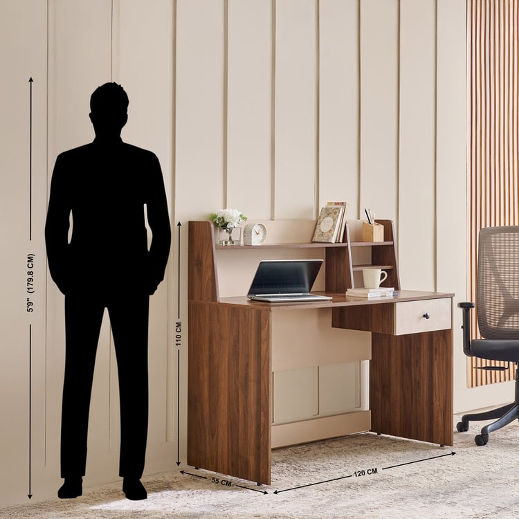 Addison Study Desk with Hutch - Brown