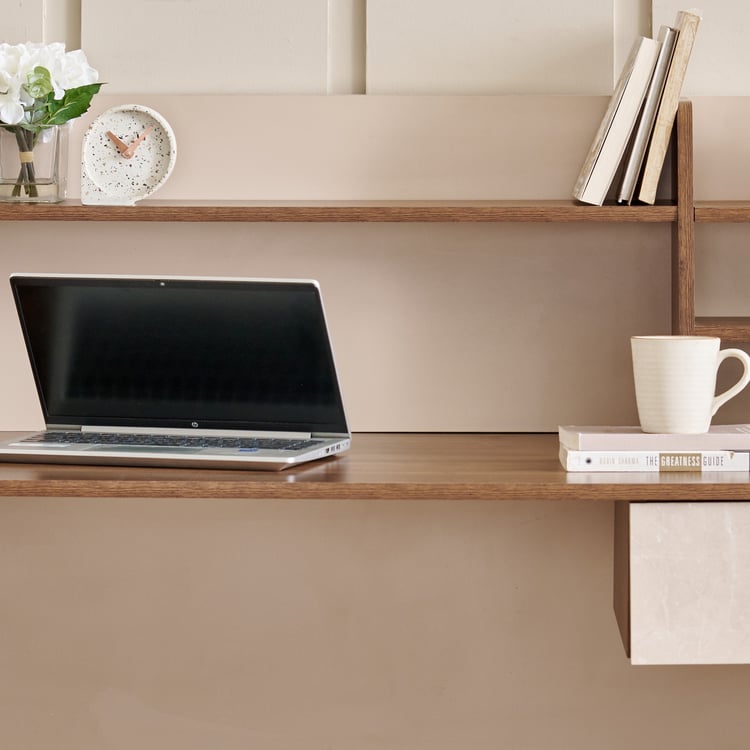 Addison Study Desk with Hutch - Brown