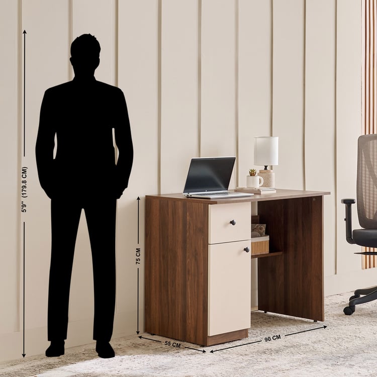Addison Study Desk with Drawer - Brown