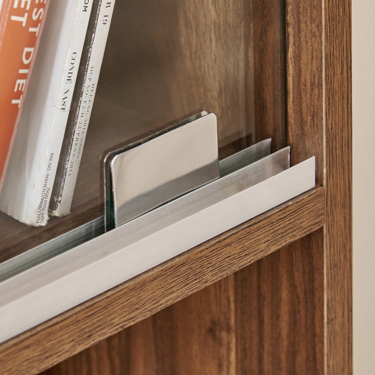 Addison 4-Tier Open Book Cabinet with Shutters - Brown