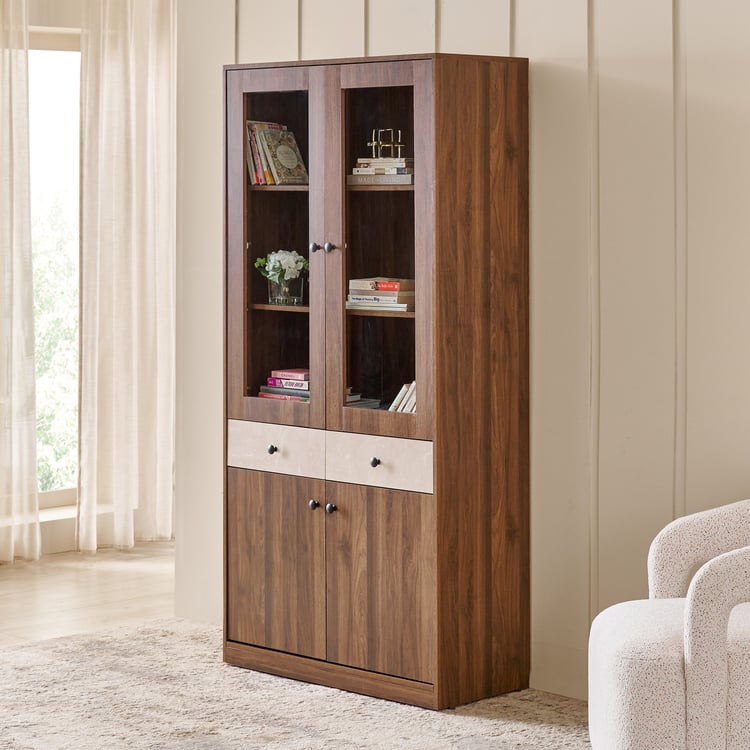 Addison 4-Door Book Cabinet with Drawers - Brown