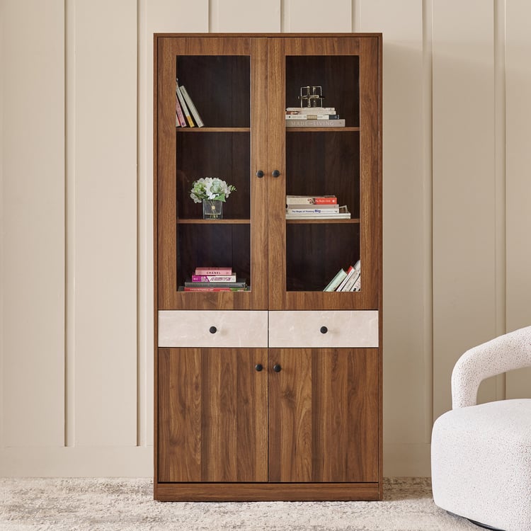 Addison 4-Door Book Cabinet with Drawers - Brown