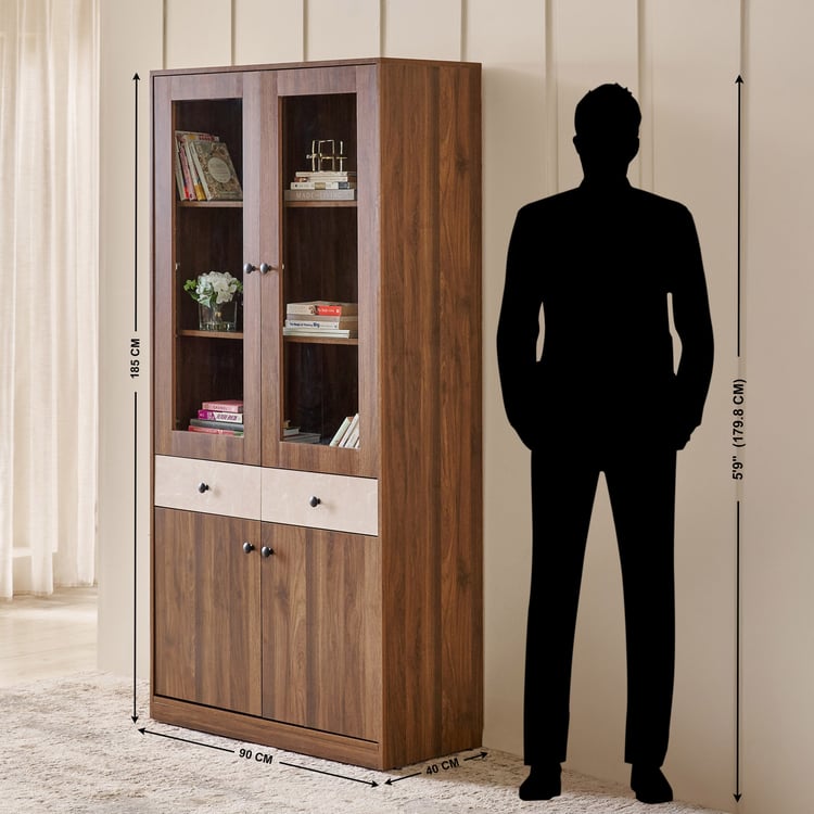 Addison 4-Door Book Cabinet with Drawers - Brown