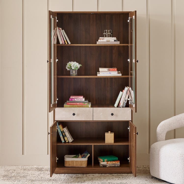 Addison 4-Door Book Cabinet with Drawers - Brown