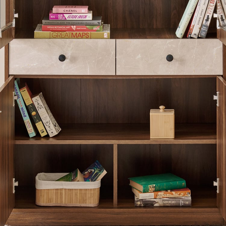 Addison 4-Door Book Cabinet with Drawers - Brown