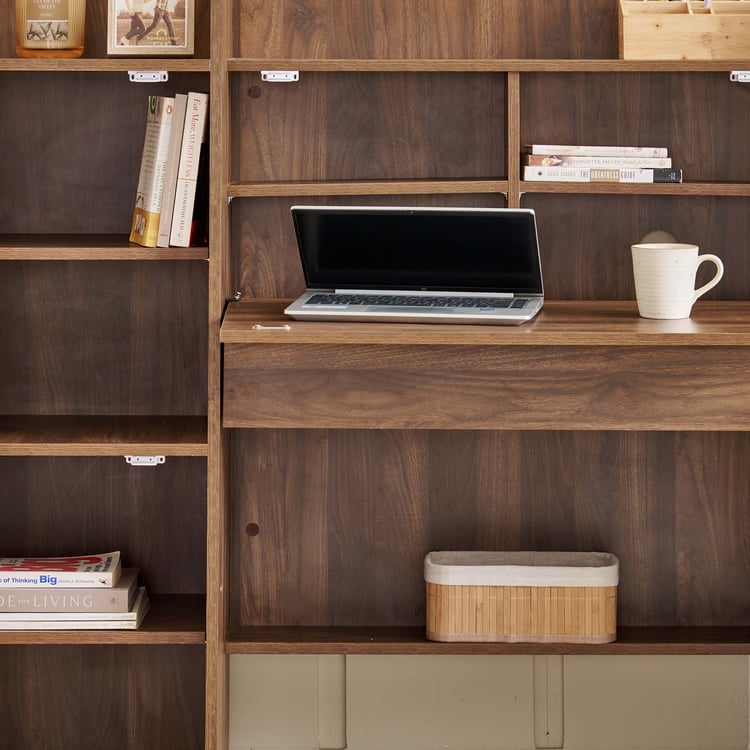 Addison Flip Study Desk with Shutters - Brown
