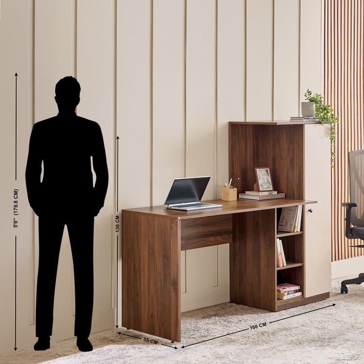 Addison Study Desk with Book Case - Walnut