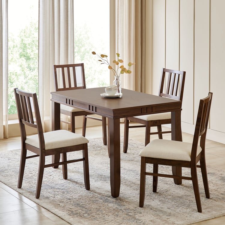 Trio Solid Wood 4-Seater Dining Table - Walnut