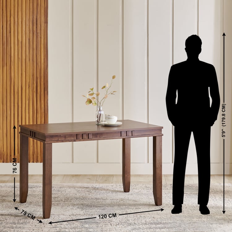 Trio Solid Wood 4-Seater Dining Table - Walnut