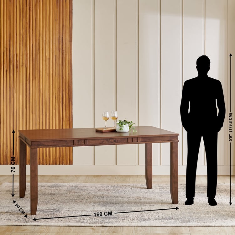 Trio Solid Wood 6-Seater Dining Table - Walnut