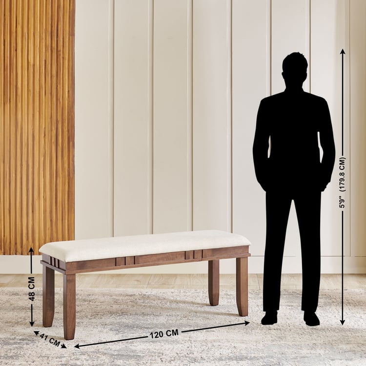 Trio Fabric Dining Large Bench - Beige