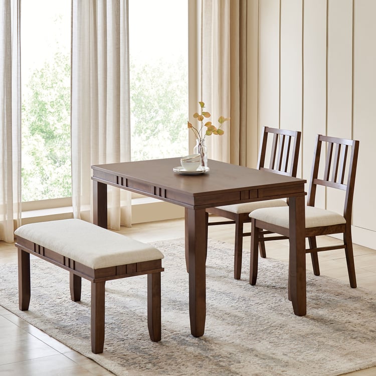 Trio Fabric Dining Small Bench - Beige