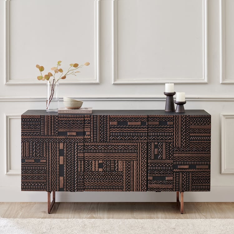 Cameroon Mango Wood 3-Door Foyer Cabinet - Brown